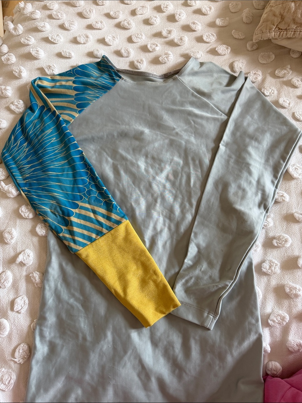 Seea Women's Swim Coverup - Light Blue with Teal & gold sleeve